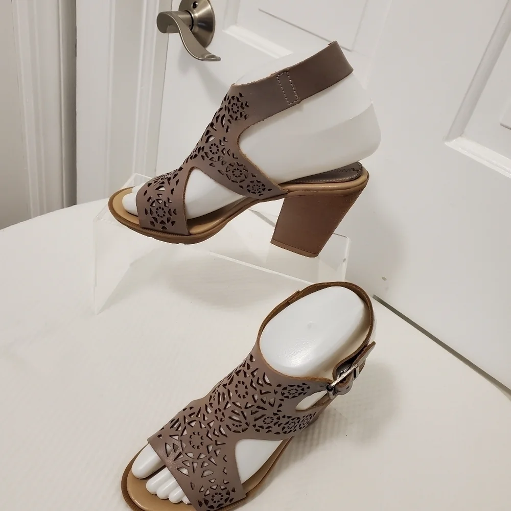 Barbara Barbieri Slingback Cutout Leather Peep Toe Heels Size 6 boho